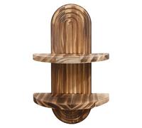 KACCDE Estante de pared de madera de doble capa con forma ovalada, organizador flotante para baño, dormitorio, cocina, almacenamiento vintage envejecido