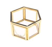 KACCDE Joyero de cristal transparente vintage con diseño geométrico dorado para caja decorativa para el hogar