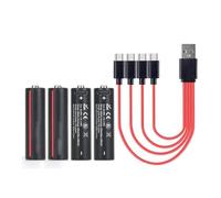 KACCDE Juego de baterías recargables AA con puertos tipo C, baterías de 1,5 V 3500 mWh, paquete de 4 con cable de 1 a 4 para controles remotos, ratones y teclados