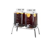 KACCDE Recipiente de vidrio para bebidas de 8 L con marco de hierro estable, apto para elixires de frutas y té helado, dispensador de bebidas estable