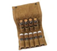 KACCDE Tarros organizadores de especias portátiles, bolsa de almacenamiento única para botellas de especias para mochileros y cocinar al aire libre, Caqui con botella