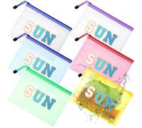 Kacctyen 12 bolsas de maquillaje transparentes para el sol, playa, piscina, verano, impermeable, bolsa de protección solar, portátil, bolsa de malla preparada, bolsa con cremallera, almacenamiento de