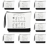 Kacctyen Christian Gifts - Bolsas de cosméticos religiosas a granel para mujeres, inspiradoras y florales, con cremallera, para el día de la madre, iglesia, damas, Blanco, Diseño temático inspirador