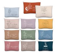 Kacctyen Juego de 24 piezas de regalo de afirmación positiva, 12 bolsas de maquillaje de lona inspiradoras, 12 espejos de afirmaciones diarias, regalos de agradecimiento para empleados a granel para