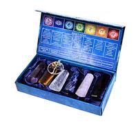 KACHVI Cristales y piedras preciosas Varitas de cristal curativo, negro, lapislázuli de cuarzo transparente 2.25-2.50 "6 lápices de chakra facetados, juego de 4 piezas