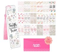 Kaciola 36 hojas de marcapáginas con temática de fe UV DTF, marcadores acrílicos en blanco, calcomanías UV DTF, transferencias para amantes de los libros (marcadores en blanco no incluidos)