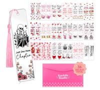 Kaciola 36 hojas de marcapáginas con temática de Smutty UV DTF, marcadores acrílicos en blanco, calcomanías UV DTF, transferencias para amantes de los libros (marcadores en blanco no incluidos)