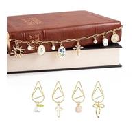 Kaciola Abalorios de la Biblia con 4 dijes de planificador, elegante marcador de clip dorado con dije, regalo cristiano para mujer, accesorio de diario (SJ-06)