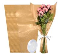 Kackaidi 50 bolsas de envoltura de flores para ramos, 17.9 x 9.8 pulgadas, papel de regalo floral kraft con cintas, envolturas florales para boda, día de la madre, regalo de graduación