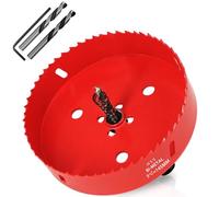 KACNON Corona perforadora bimetálica 145 mm, M42 HSS, con adaptador de vástago triangular y broca de centrado, para madera, metal blando, plástico, vidrio, azulejo, cerámica