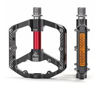 Kadacha Pedales de bicicleta con tiras reflectantes, 3 rodamientos sellados, plataformas de bicicleta de aluminio CNC antideslizantes, pedales de 9/16 pulgadas para bicicleta de carretera, MTB (negro)