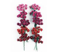 KADADSA 100 Mini Flores de Papel, Rosas Artificiales mezcladas de Color Rojo, Cinco Colores, Flores de Papel de Morera de 15-18 mm, Manualidades y decoración, Tarjetas de Suministros de Manualidades