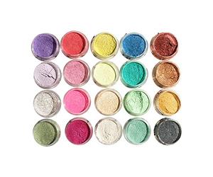Kadagg 20 Piezas/Juego de Polvos perlados para Barro, Resina epoxi, Pigmento de Color, Relleno de joyería para jabón de Labios