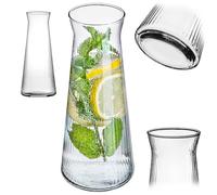 KADAX 1 jarra de cristal de 1 l, jarra de agua de cristal resistente, apta para lavavajillas, jarra de agua sin plomo, jarra para agua, zumo, limonada, leche (modelo 2)