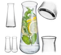 KADAX 2 jarras de cristal de 1 l, jarra de agua de vidrio resistente, apto para lavavajillas, jarra de agua sin plomo, jarra para agua, zumo, limonada, leche (modelo 2)