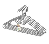 KADAX 5 perchas de plástico, gancho giratorio 360°, hombros con muescas, barra para pantalones, ahorro de espacio, percha antideslizante para camisas, pantalones, faldas, perchas para chaquetas (gris
