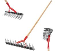 KADAX Aireador de césped manual para jardín, césped, musgo, accesorios de jardín, herramientas de metal, rastrillo de corte, cultivador, aireador de césped, escarificador de mano (unilateral, con
