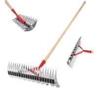 KADAX Aireador de césped manual para jardín, césped, musgo, accesorios de jardín, herramientas de metal, rastrillo de corte, cultivador, aireador de césped, escarificador manual (doble cara, con