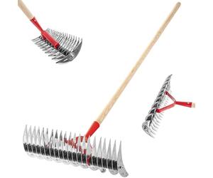 KADAX Aireador de césped manual para jardín, césped, musgo, accesorios de jardín, herramientas de metal, rastrillo de corte, cultivador, aireador de césped, escarificador manual (doble cara, con