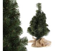 KADAX Árbol de Navidad artificial de 60 cm, pequeño árbol de Navidad con 66 ramas, mini abeto con yute, mesa árbol de Navidad de lámina de PVC, abeto artificial, abeto artificial (laus 60 cm)