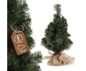 KADAX Árbol de Navidad artificial de 60 cm, pequeño árbol de Navidad con 66 ramas, mini abeto con yute, mesa árbol de Navidad de lámina de PVC, abeto artificial, abeto artificial (laus 60 cm)