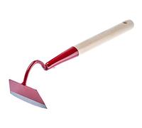 KADAX Azada con cabeza de metal, azada de jardín con mango de madera, azada para eliminar malas hierbas, accesorio de jardín para deshierbar (forma trapezoidal, corta, rojo)