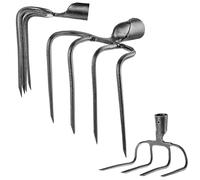 KADAX Azada de estiércol con 4 dientes, 21,5 x 20 cm, azada de jardín de acero de alta calidad, picador de patatas para labranza, herramienta de jardinería sin tallo