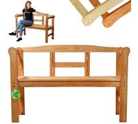 KADAX - Banco de jardín - 119 x 44 x 76 cm - Tablero de fibra de madera - con espacio de almacenamiento y respaldo - Resistente a la intemperie - para jardín, balcón - Marrón/H