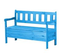 KADAX Banco de jardín, 120 x 47 x 81,5 cm, banco de madera con espacio de almacenamiento y respaldo, banco de madera resistente a la intemperie para jardín, balcón (120 cm/azul), K8817