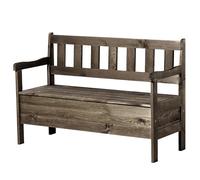 KADAX Banco de jardín, 120 x 47 x 81,5 cm, banco de madera con espacio de almacenamiento y respaldo, banco de madera resistente a la intemperie para jardín, balcón (120 cm/marrón oscuro), K8817