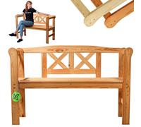 KADAX - Banco de jardín - 120 x 47 x 81,5 cm - Tablero de fibra de madera - con espacio de almacenamiento y respaldo - Resistente a la intemperie - para jardín, balcón - Marrón/Talla X