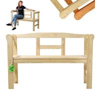 KADAX Banco de Jardín de Madera, 119 x 44 x 76 cm, Resistente a la Intemperie, con Respaldo (119 cm/Natural/Altura)