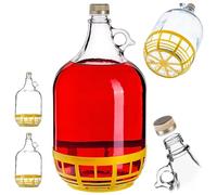 KADAX, barril de vidrio para vino, barril de vidrio para vino, barril de fermentación, barril de vidrio para vino, botella de estribo con cesta, recipiente de fermentación para vino