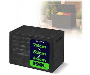 KADAX Baúl de jardín de 190 litros, caja de almacenamiento de plástico, para cojines, juguetes infantiles y cojines de asiento, para jardín y terraza (antracita)