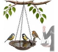 KADAX Bebedero colgante para pájaros de hierro fundido, bebedero de agua colgante para pájaros, cuenco de agua para colgar, baño para pájaros con cadena, comedero para pájaros para jardín y balcón