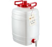 KADAX Bidón de agua, barril para bebidas de plástico, bidón de agua potable, depósito de agua con grifo, recipiente de agua, bidón para bebidas con junta de goma (25 L, blanco)