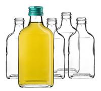 KADAX Botella de bolsillo 200ml, 10 unidades, pequeñas botellas de cristal con tapón de rosca, mini botellas vacías para rellenar, botellas de licor, botellas de aguardiente (verde)