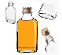 KADAX Botella pequeña de 100 ml, 1 unidad, pequeñas botellas de vidrio con tapón de rosca, mini botellas vacías para rellenar, mini botellas de licor, botellas de aguardiente (Oro)