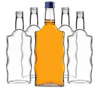 KADAX Botellas de Cristal 500 ml - Set de 5 Unidades con Tapón de Rosca para Licor, Vino y Decoración (Azul)
