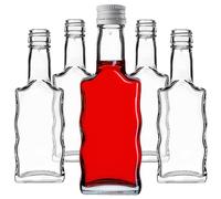 KADAX Botellas de cristal de 200 ml, 10 unidades, botellas vacías con tapón de rosca, pequeñas botellas de licor para rellenar, botellas de vino de cristal, botellas de licor (blanco)