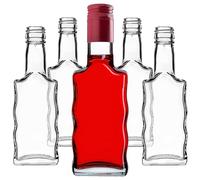 KADAX Botellas de cristal de 200 ml, 10 unidades, botellas vacías con tapón de rosca, pequeñas botellas de licor para rellenar, botellas de vino de cristal, botellas de licor (rojo, largas)