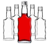 KADAX Botellas de cristal de 200 ml, 10 unidades, botellas vacías con tapón de rosca, pequeñas botellas de licor para rellenar, botellas de vino de cristal, botellas de licor (plata)