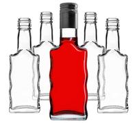 KADAX Botellas de cristal de 200 ml, 10 unidades, botellas vacías con tapón de rosca, pequeñas botellas de licor para rellenar, botellas de vino de cristal, botellas de licor (negro, largas)