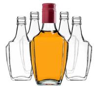 KADAX Botellas de cristal de 250 ml con tapón de rosca, 5 unidades, botellas vacías para rellenar, botellas de licor de cristal, pequeñas botellas de licor, botellas de zumo (rojo)