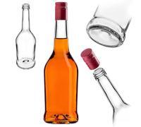 KADAX Botellas de licor de 500 ml, 1 unidad, botellas vacías para llenar aceite, vinagre, licor, vino y licor, botellas de cristal, botellas de licor, botellas de zumo (rojo, largo)
