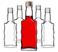 KADAX Botellas de vidrio de 200 ml, 10 unidades, botellas vacías con tapón de rosca, botellas pequeñas de licor para rellenar, botellas de vino de vidrio de enebro (oro)