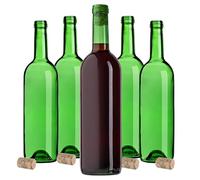 KADAX Botellas de vino de 750 ml, 30 unidades, botellas de vidrio vacías con corcho para vino, licores y licores, botellas para llenar, botellas de licor de cristal (verde)