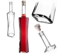 KADAX Botellas para licor 500ml, 1 unidad, botellas de cristal vacías con corcho, botellas de jugo, botellas cuadradas para rellenar con licor y vino, botellas de aguardiente, botellas de vino