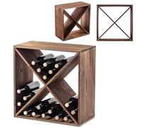 KADAX Botellero de madera de 52 x 25,5 x 52 cm, estante grande para muchas botellas de vino, soporte de vino rústico, estante para botellas que ahorra espacio, armario de vino estable, fabricado en la