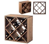 KADAX Botellero de madera de 52 x 25,5 x 52 cm, estante grande para muchas botellas de vino, soporte de vino rústico, estante para botellas que ahorra espacio, armario de vino estable, fabricado en la